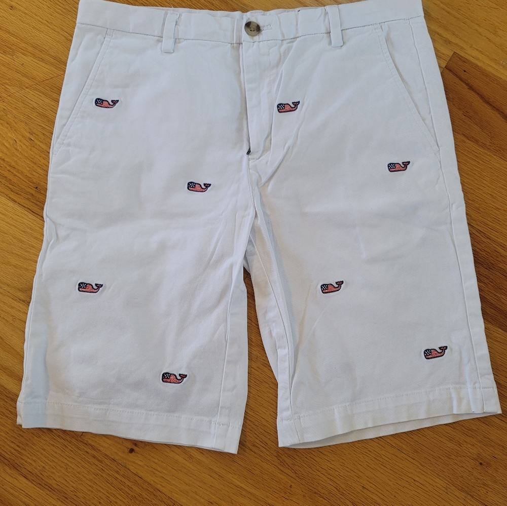 Vineyard Vines White Flag Whale Shorts Boys 18